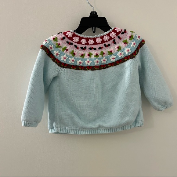 GAP Light Blue Cardigan with Floral Accents 12-18 mths - Picture 4 of 4